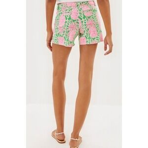 New Lilly Pulitzer Callahan Shorts Party Like A Pineapple Fauna Green Pink 6
